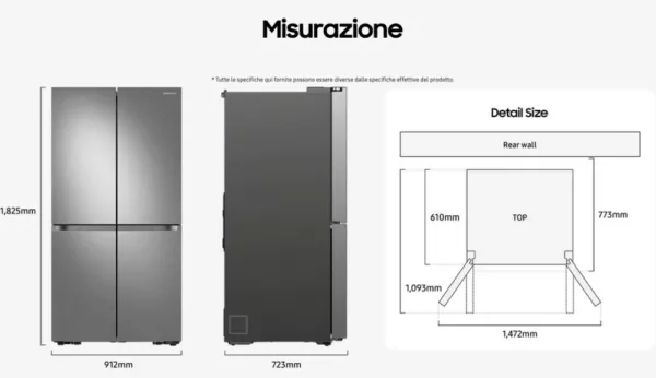 Réfrigérateur côte à côte Samsung RF65A90TEB1 avec compartiment congélateur - cm. 91 heures 182 - allumé 650 - noir – Image 13