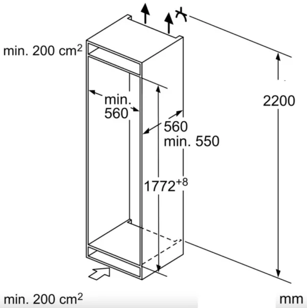 Réfrigérateur encastrable Bosch KIV86VFE1 Série 4 avec compartiment congélateur cm. 54 heures. 177 - allumé 267 – Image 2