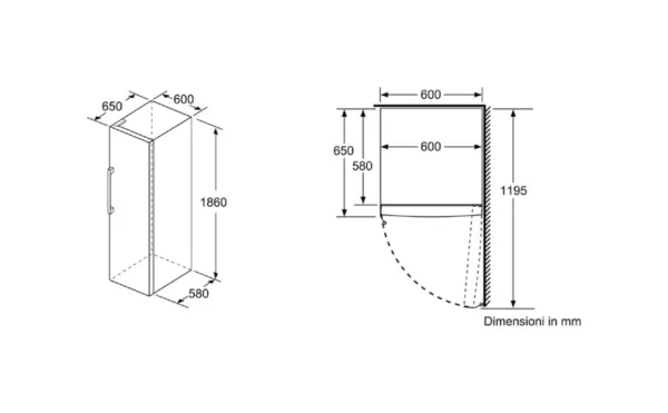 Bosch GSN36VLEP Série 4 Congélateur pose libre cm. 60 heures 186 - l. 242 - acier inoxydable – Image 2