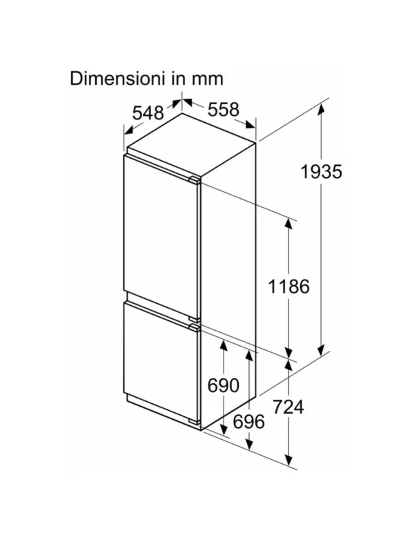 Réfrigérateur encastrable Siemens KI96NVFD0 Iq300 avec congélateur – cm. 56 heures 194 - selon 289 – Image 2