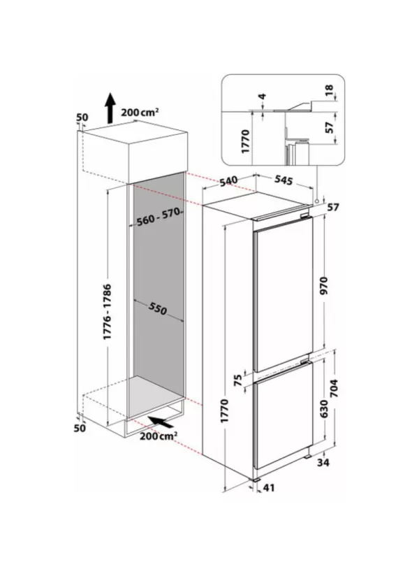 Hotpoint Ariston HAC18 T542 2 réfrigérateur encastrable avec compartiment congélateur cm. 54 heures. 177 - selon 250 – Image 10
