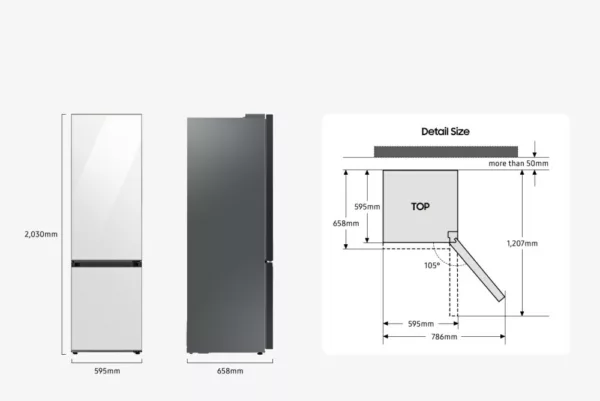 Samsung RB38C775CS Ecoflex Ai Réfrigérateur pose libre avec congélateur cm. 60 heures. 203 - lt. 390 - métal en acier inoxydable – Image 11