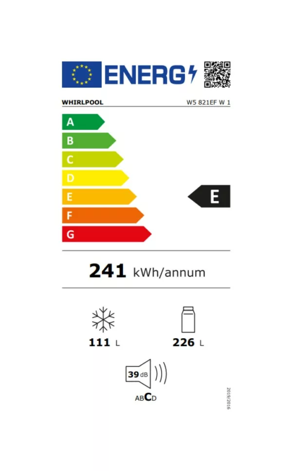 Whirlpool W5 821EF W 1 Réfrigérateur pose libre avec compartiment congélateur de 60 cm de hauteur. 189 - selon 337 - blanc – Image 5